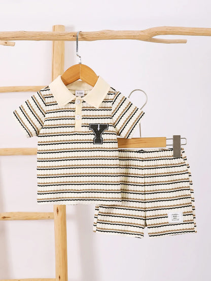 Children's Striped Short Sleeve Polo and Pants Set