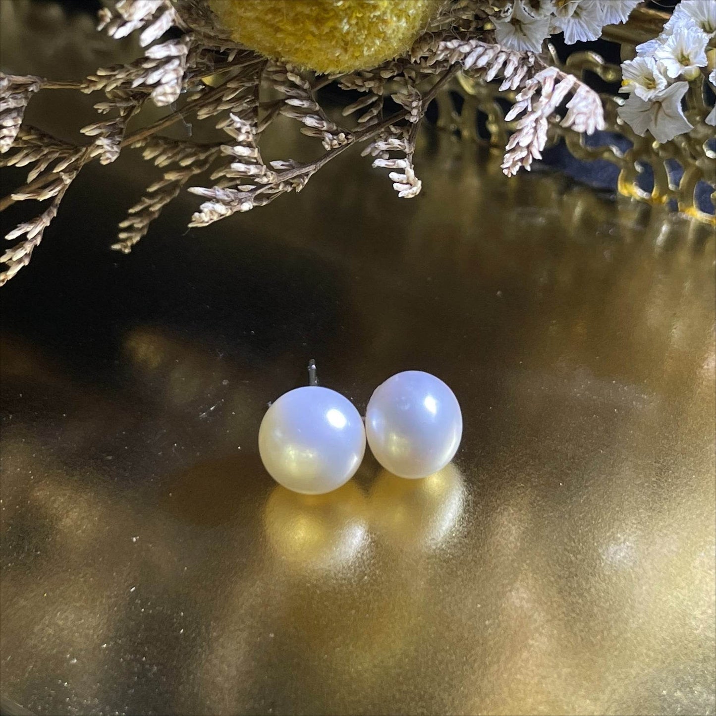 Natural Freshwater Pearl Stud Earrings, 5A No Blemish, S925 Sterling Silver, Hypoallergenic High Luster Jewelry Gift for Her
