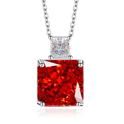 Multicolor Ice Flower Cut CZ Dual Cushion Pendant Necklace, 12*12mm 5A Cubic Zirconia, Dainty Luxe Pendant