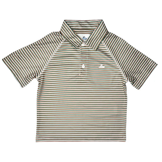 Green/Fog/Brown Stripe Short Sleeve Polo