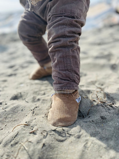 Organic Cotton Corduroy Home Nursery Moccasin Shoes  Beige