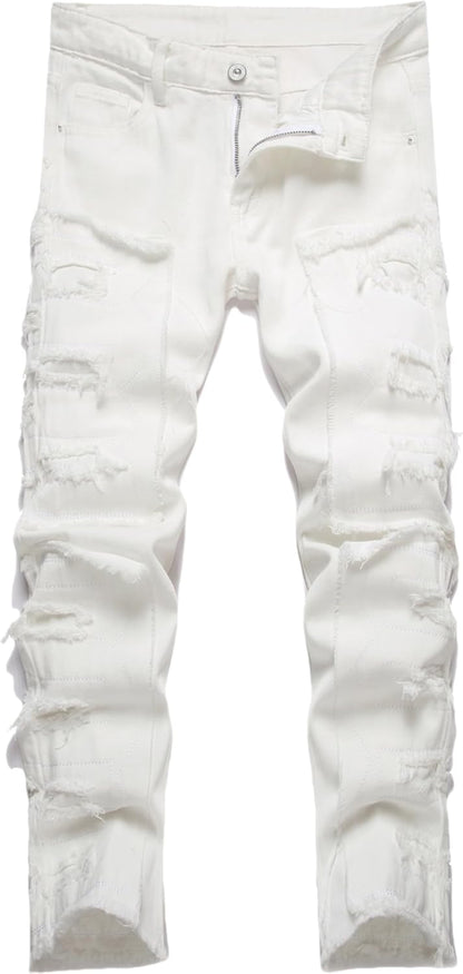 FREDD MARSHALL Boy's Skinny Fit Ripped Destroyed Distressed Fashion Kids Denim Jeans Pants