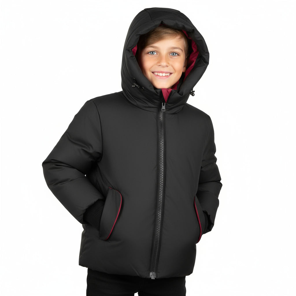 Pramie Red Contrast Jacket | Bold, Warm & Stylish Outerwear for Kids 18M-16Y