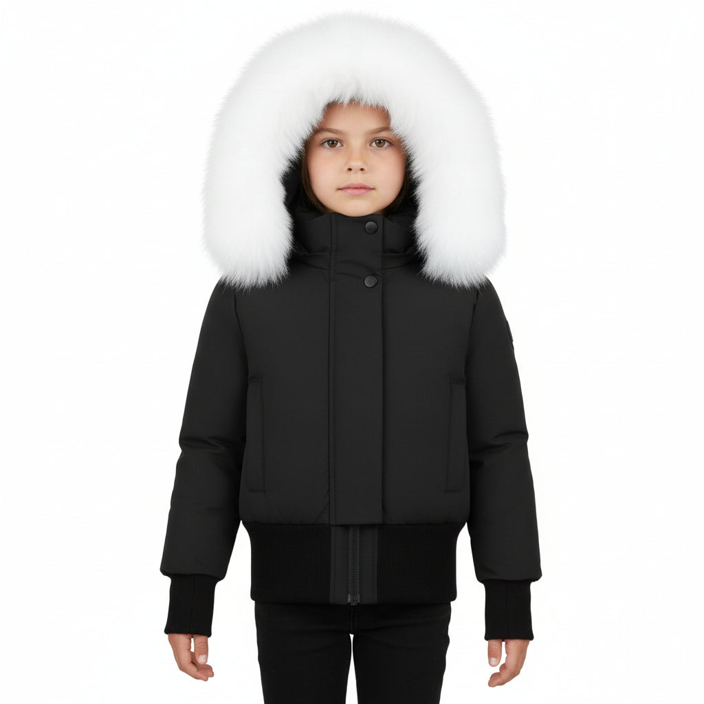 Pramie Girls Black Bomber Jacket 4–16 | Classic Kids’ Winter Coat