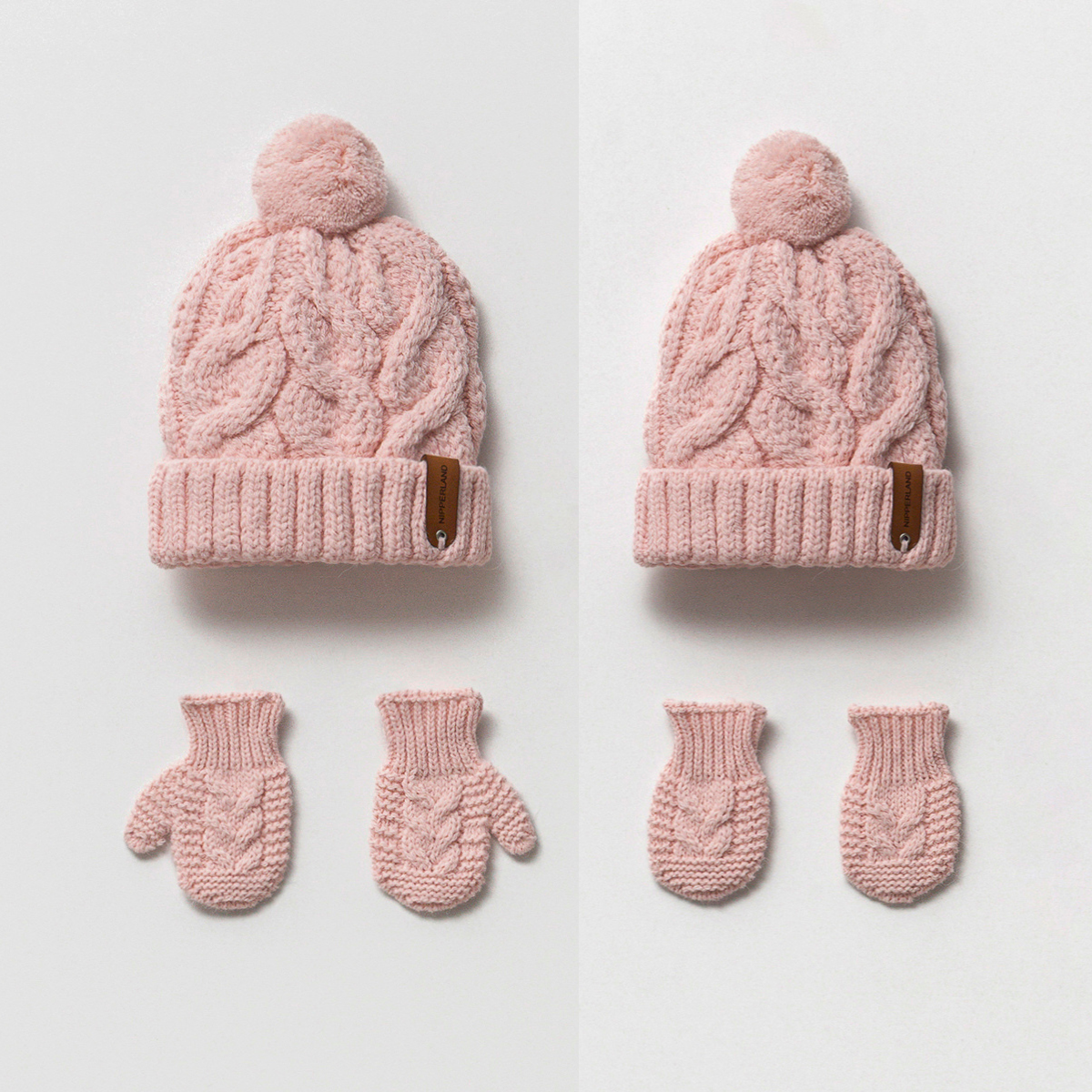 Knit  Beanie and Mitten Set