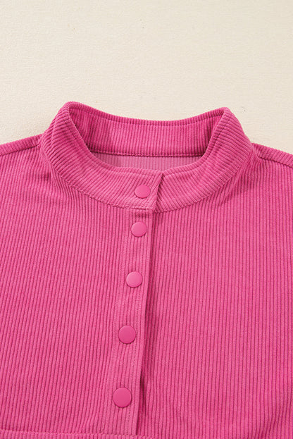 Solid Corduroy Pullover and Drawstring Pants Set