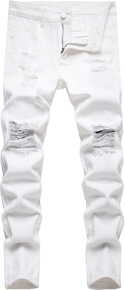 FREDD MARSHALL Boy's Skinny Fit Ripped Destroyed Distressed Fashion Kids Denim Jeans Pants