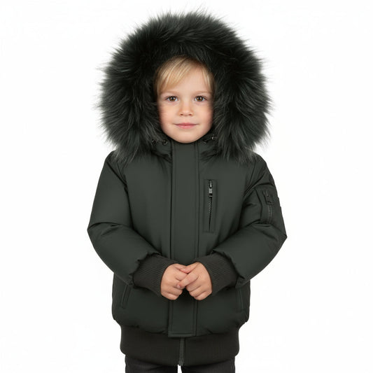 Pramie Boys Green Winter Jacket – Warm & Durable Outerwear