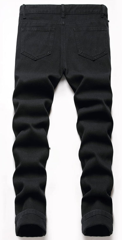 Boy's Skinny Fit Ripped Destroyed Distressed Stretch Slim Jeans Pants