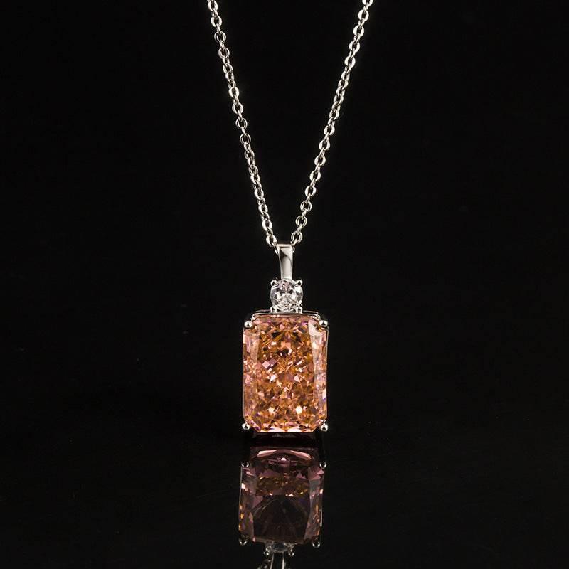 Multicolor Ice Flower Cut CZ Pendant Necklace, 10*14mm 5A Cubic Zirconia, 6 Color Options, Dainty Luxe Pendant