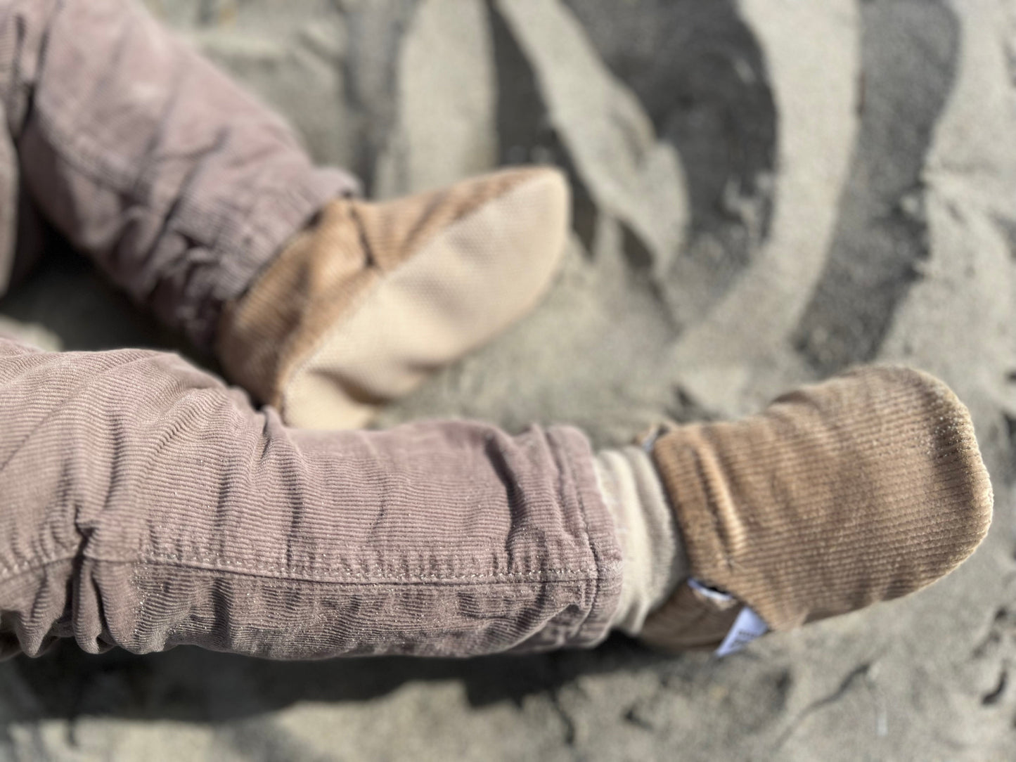 Organic Cotton Corduroy Home Nursery Moccasin Shoes  Beige