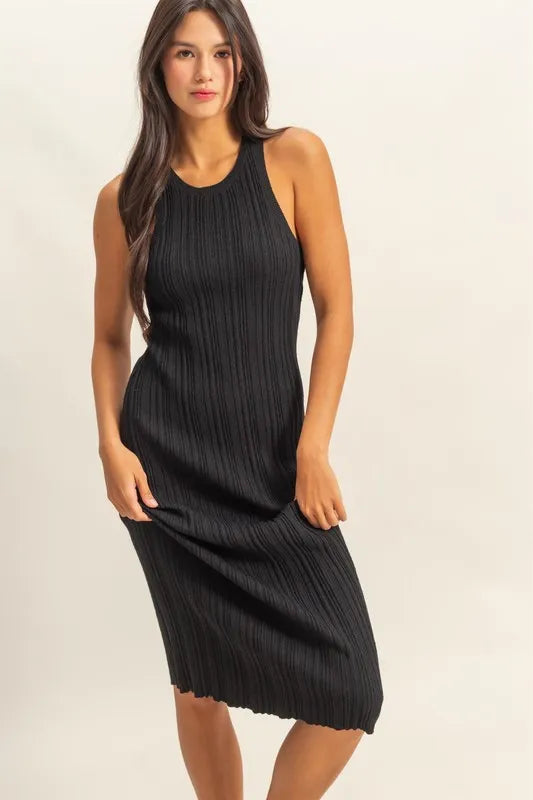 HYFVE Round Neck Bodycon Ribbed Knit Dress