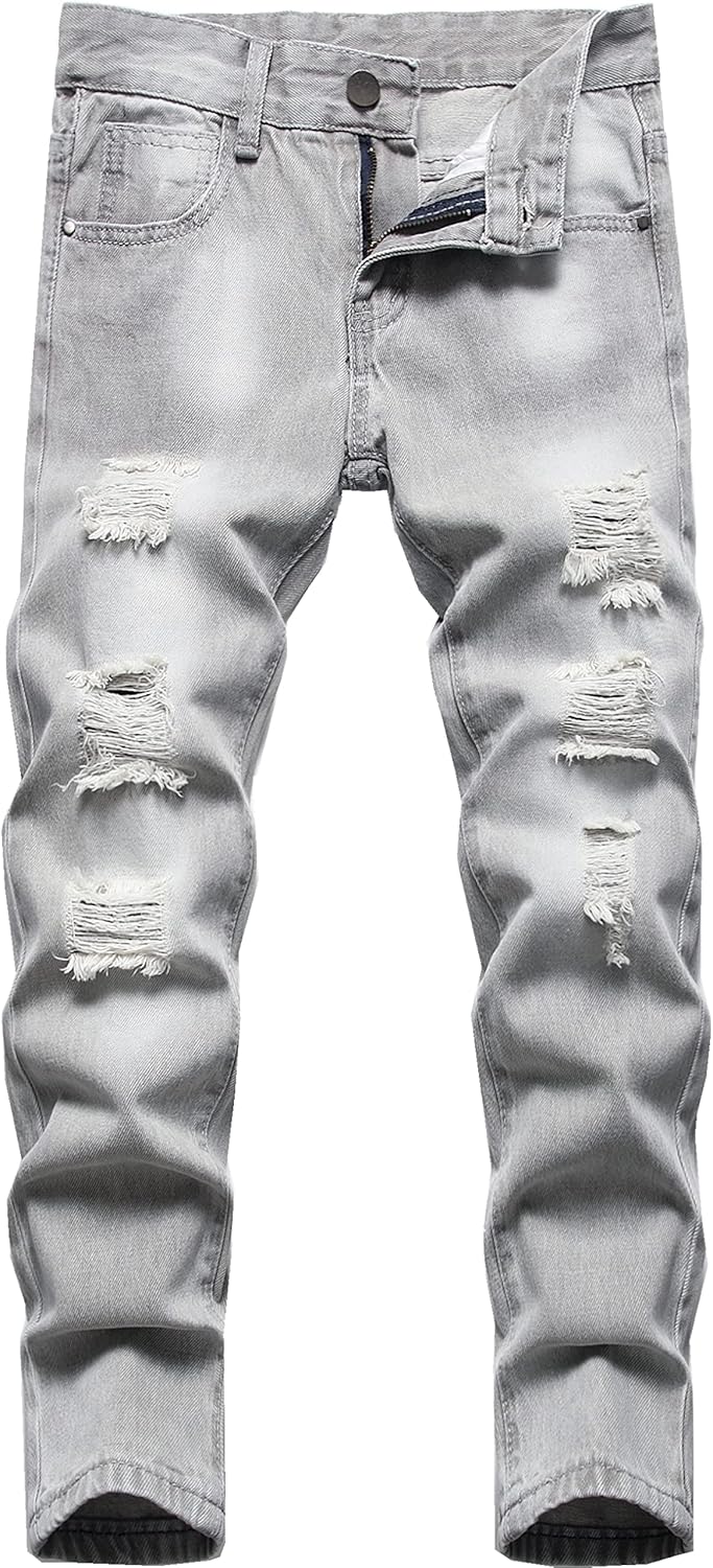 FREDD MARSHALL Boy's Skinny Fit Ripped Destroyed Distressed Fashion Kids Denim Jeans Pants