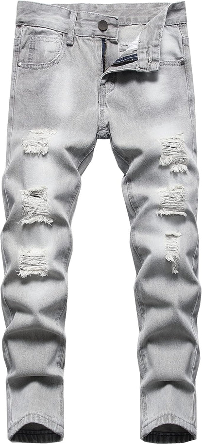 FREDD MARSHALL Boy's Skinny Fit Ripped Destroyed Distressed Fashion Kids Denim Jeans Pants