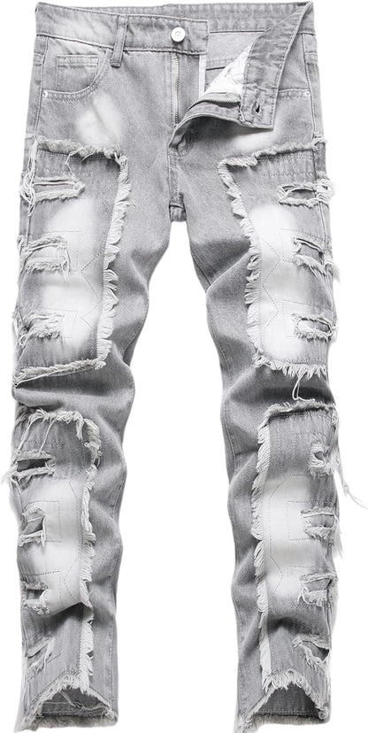 FREDD MARSHALL Boy's Skinny Fit Ripped Destroyed Distressed Fashion Kids Denim Jeans Pants