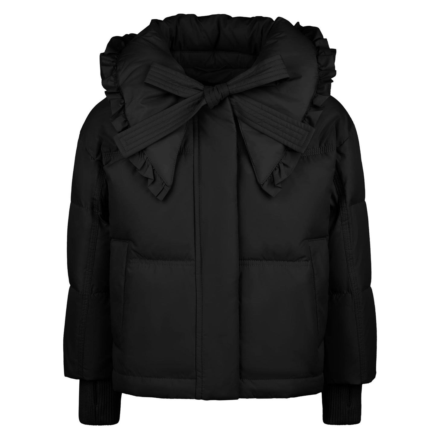 Pramie Girls Black Bow Collar Jacket 5–16 | Elegant Winter Coat with Classic Charm