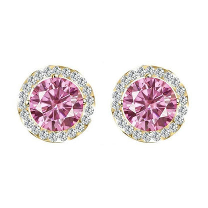 S925 Multicolor Moissanite Round Halo Stud Earrings with Threaded Needle, 8 Color Options, 0.1-3ct D-Grade VVS, Sterling Silver Jewelry for Men Women