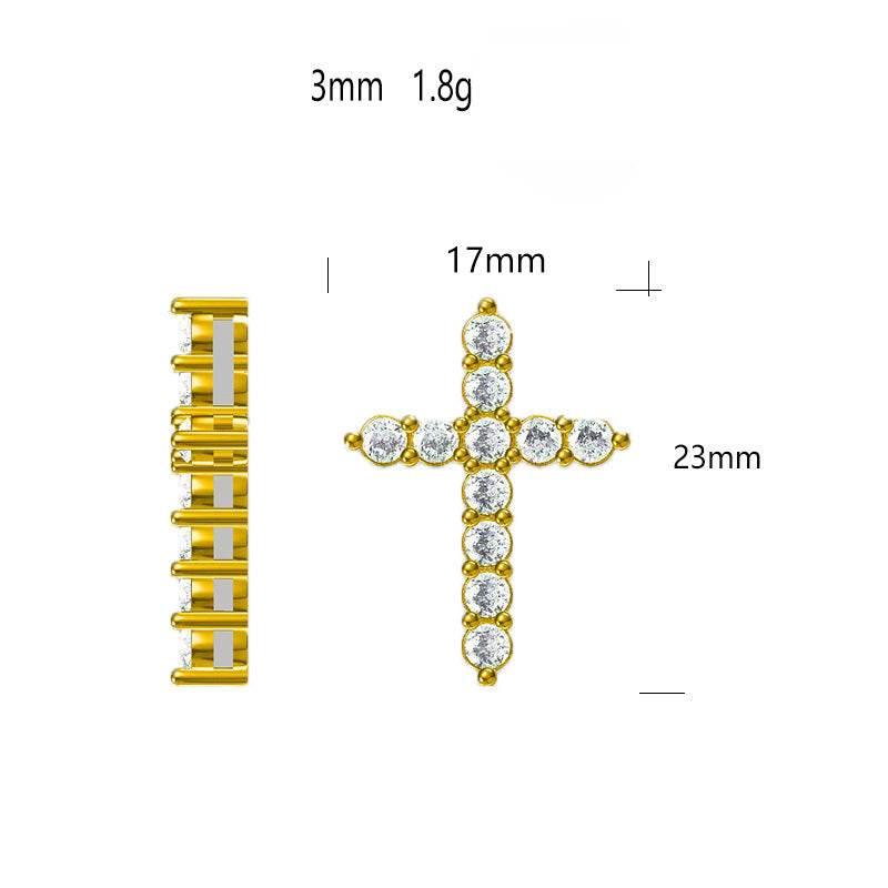 S925 Moissanite Cross Necklace, 3 Color Options, 11 Stones 0.1-0.5ct VVS, Dainty Luxe Clavicle Pendant, Sterling Silver Jewelry