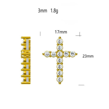 S925 Moissanite Cross Necklace, 3 Color Options, 11 Stones 0.1-0.5ct VVS, Dainty Luxe Clavicle Pendant, Sterling Silver Jewelry