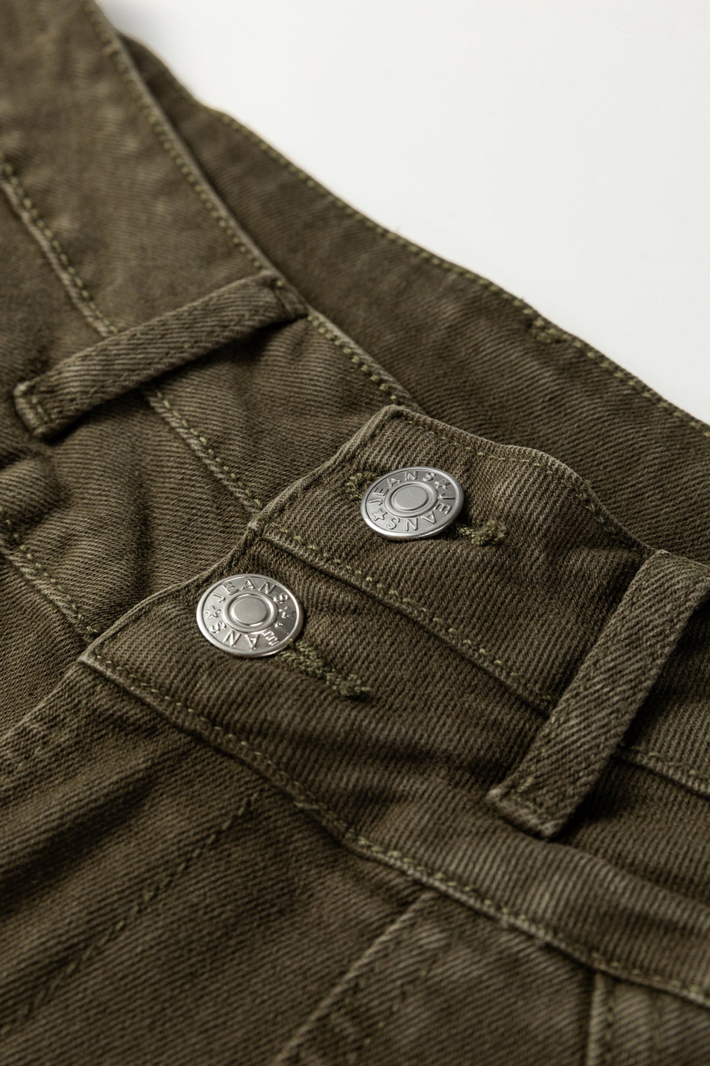 Jungle Green Double Waistband Loose Straight Jeans