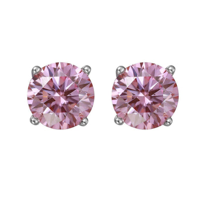 S925 Multicolor Moissanite 4-Prong Stud Earrings, 10 Color 0.5-3ct D-Grade VVS Certificate, Unisex Hypoallergenic Sterling Silver Gift