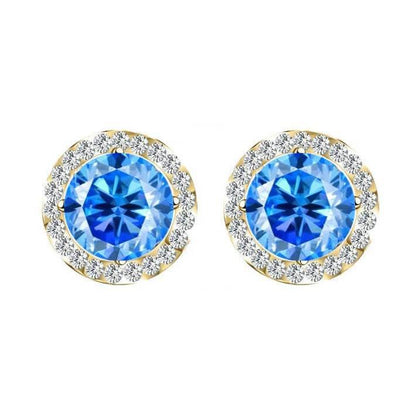 S925 Multicolor Moissanite Round Halo Stud Earrings with Threaded Needle, 8 Color Options, 0.1-3ct D-Grade VVS, Sterling Silver Jewelry for Men Women