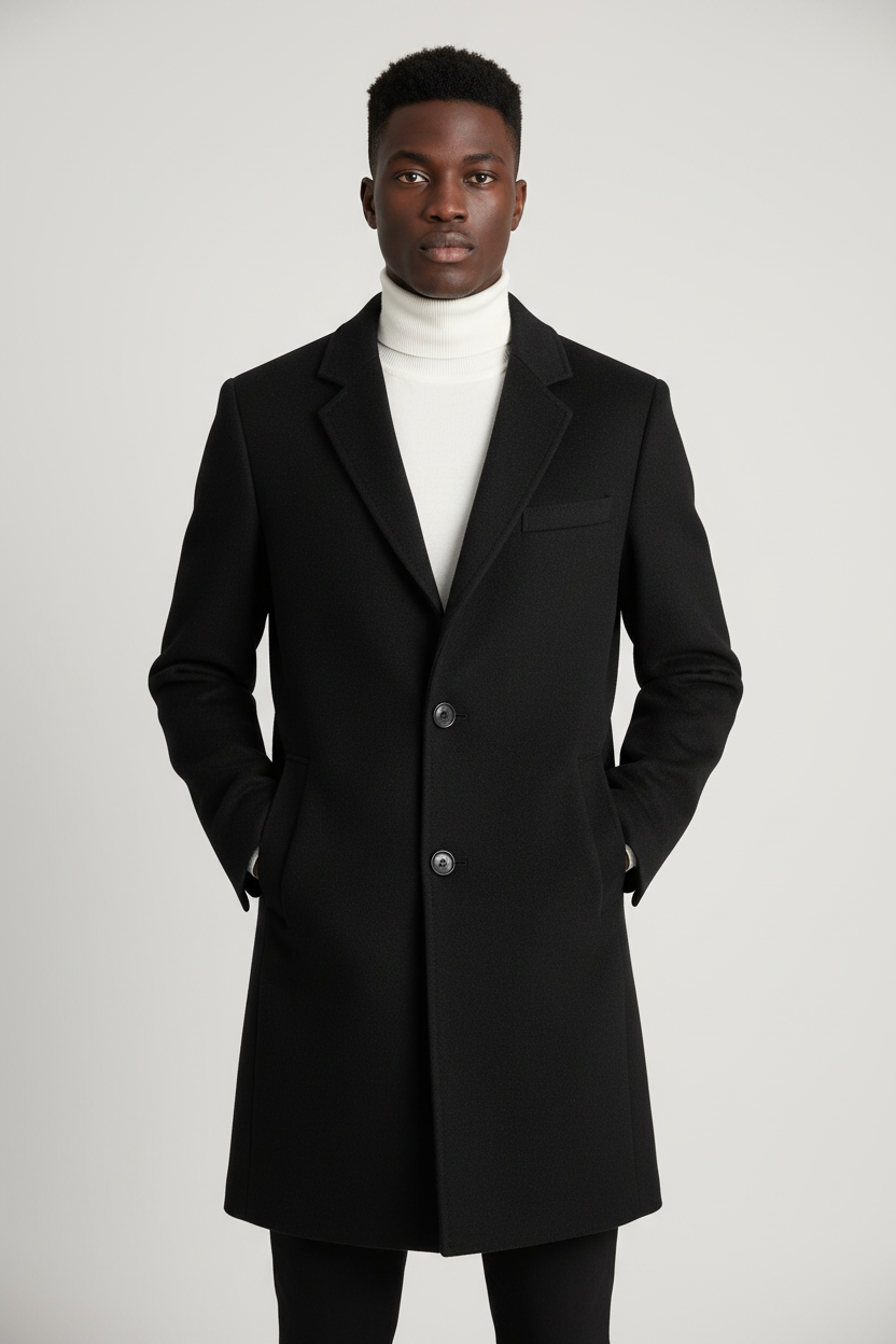 Men's Plus Size Classic Wool Blend Overcoat