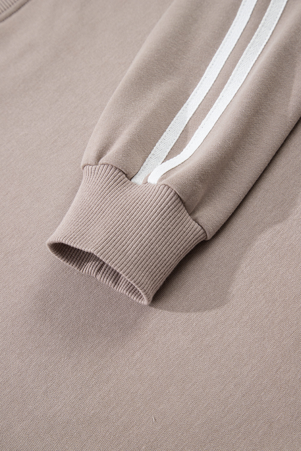 Gray Morn Varsity Striped Detail Crewneck Pullover Elastic Sweatpants 2pcs Outfit