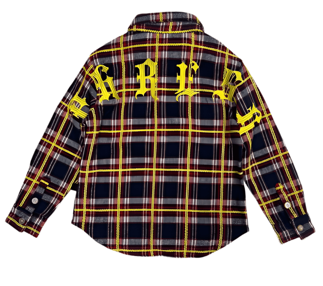 NOVA Kid's Premium Mid-weight Flannel Shirt With Heavy Embroidery Works, Patch Work & Print Effects