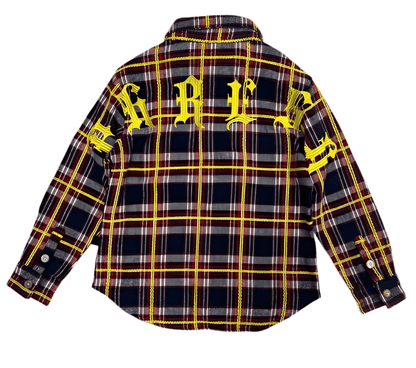 NOVA Kid's Premium Mid-weight Flannel Shirt With Heavy Embroidery Works, Patch Work & Print Effects
