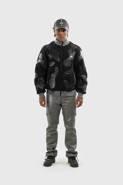 Sherpa & Faux Leather Bomber Jacket