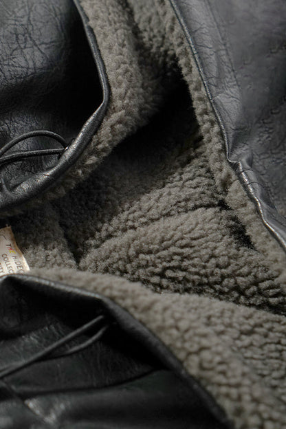 Waxed Faux Leather Sleeveless Hoodie