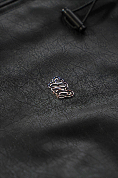 Waxed Faux Leather Sleeveless Hoodie