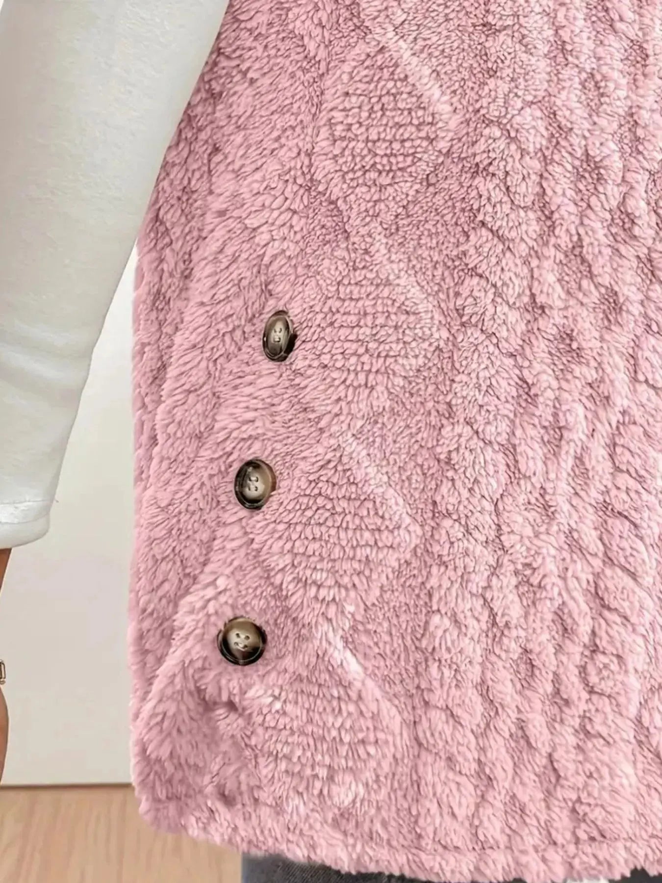 Button Up Plush Hooded Vest Coat