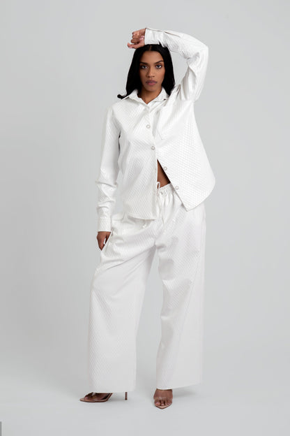 Celeste Vegan Quilted Leather Button-Up