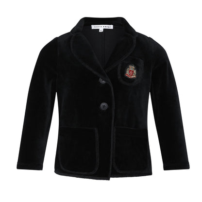 Little Parni Signature Black Velour Blazer – Luxury Kids' Jacket