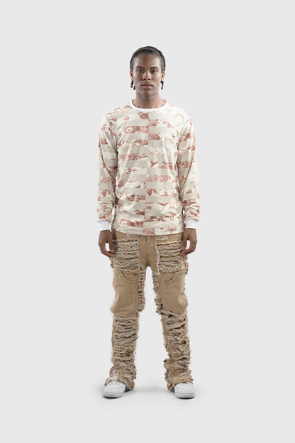 Flower Era Striped Pullover Crewneck