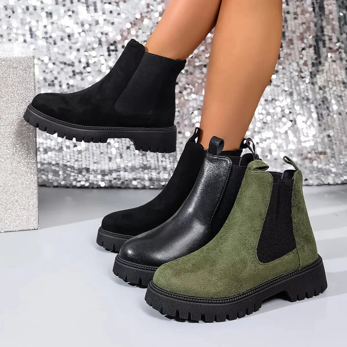Elastic Side Panels Ankle Boots