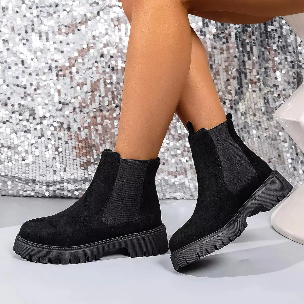 Elastic Side Panels Ankle Boots