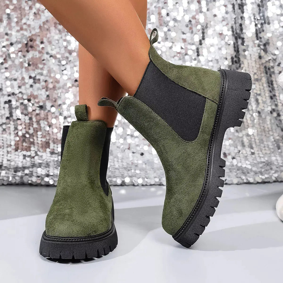 Elastic Side Panels Ankle Boots