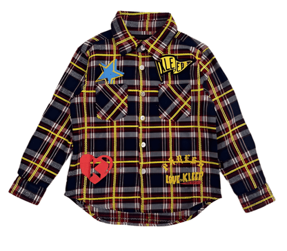 NOVA Kid's Premium Mid-weight Flannel Shirt With Heavy Embroidery Works, Patch Work & Print Effects