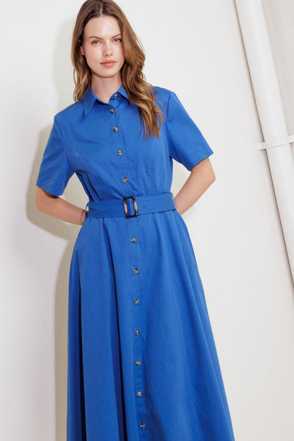 LUXE LIVING BLUE WOVEN MIDI DRESS