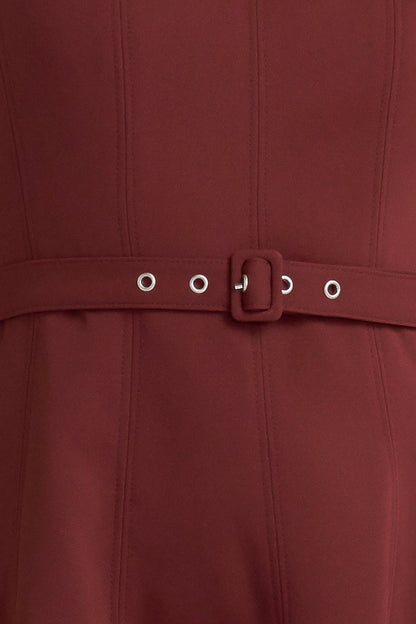 LIVING THE DREAM WINE WOVEN MIDI DRESS