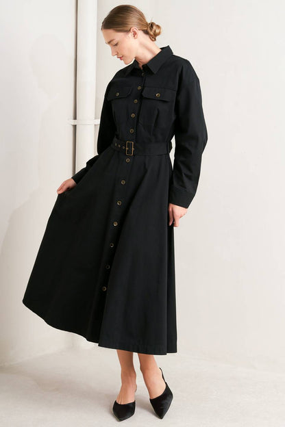 CHARMING DECISION WOVEN MIDI DRESS