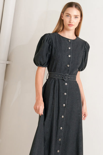 IN MY MIND DENIM MIDI DRESS