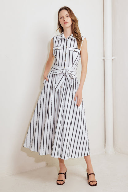 HUGS & VANILLA CLOUDS WOVEN MIDI DRESS