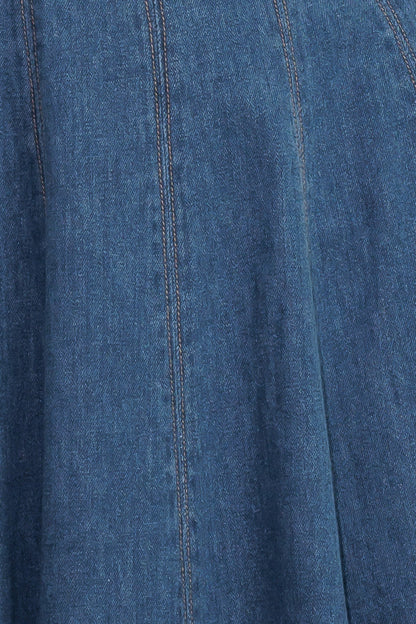 CREAM FIELD DENIM MIDI DRESS