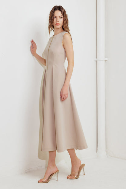 ZIP & FLOW WOVEN MIDI DRESS