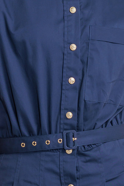 CINCHED COUTURE WOVEN MIDI DRESS