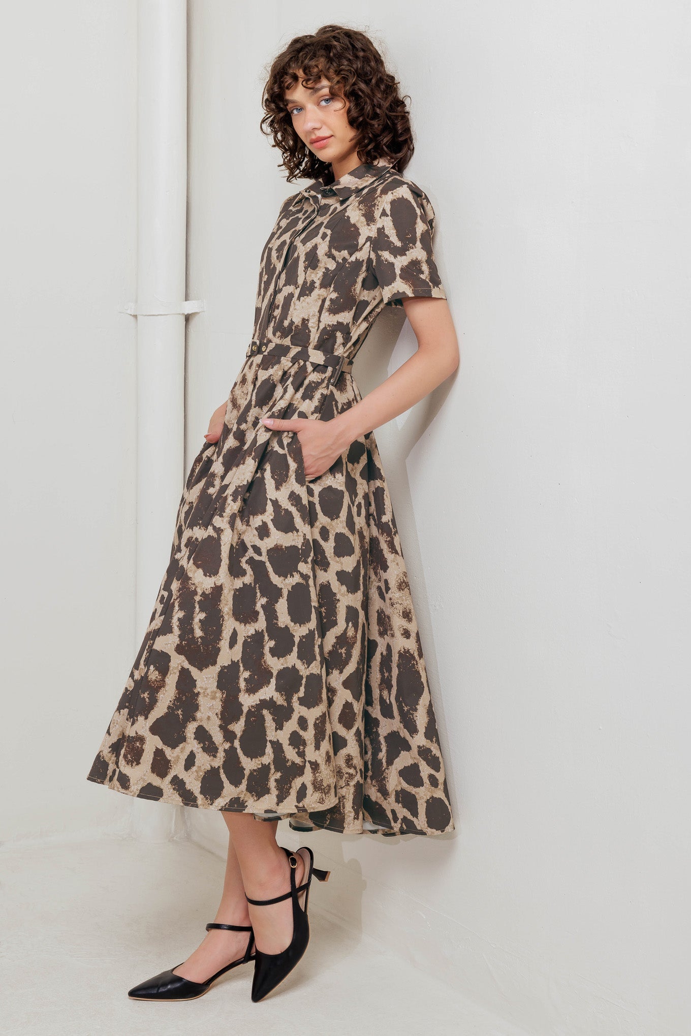 TAME GIRAFFE WOVEN MIDI DRESS